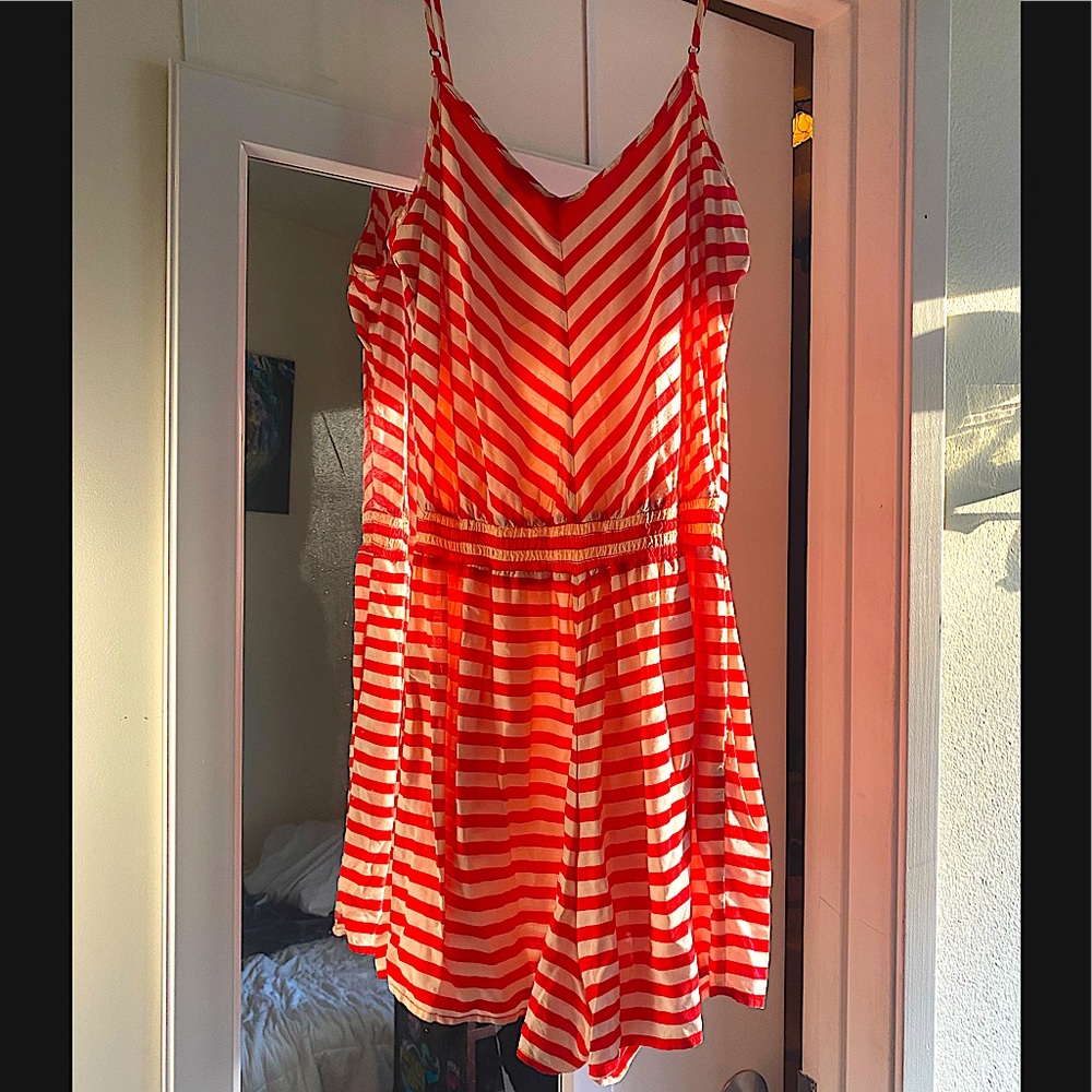 Striped Romper 🧡🤍